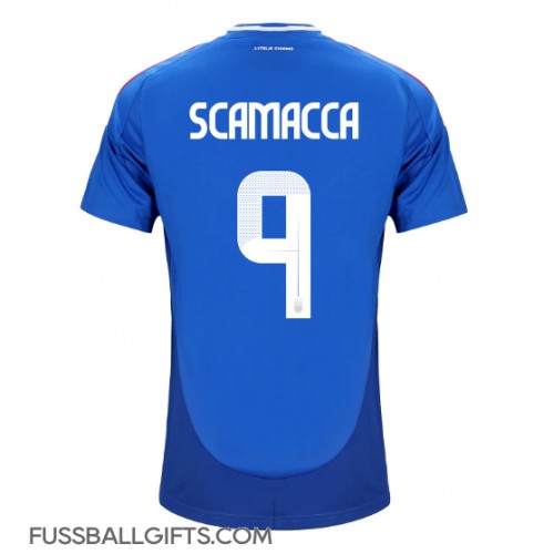 Italien Gianluca Scamacca #9 Fußballbekleidung Heimtrikot EM 2024 Kurzarm